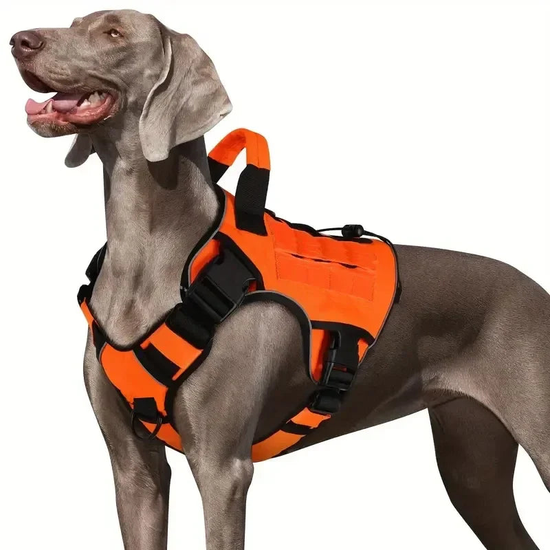 Adjustable No-Pull Tactical Dog Harness with Handle for Large Dogs - Reflective Military Vest for Labrador Retriever, Siberian H