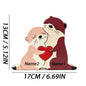 Cute Otter Family Wood Puzzle Ornament Red Heart Tabletop Decor Mother's Day Christmas Birthday Home Office Souvenir Gift
