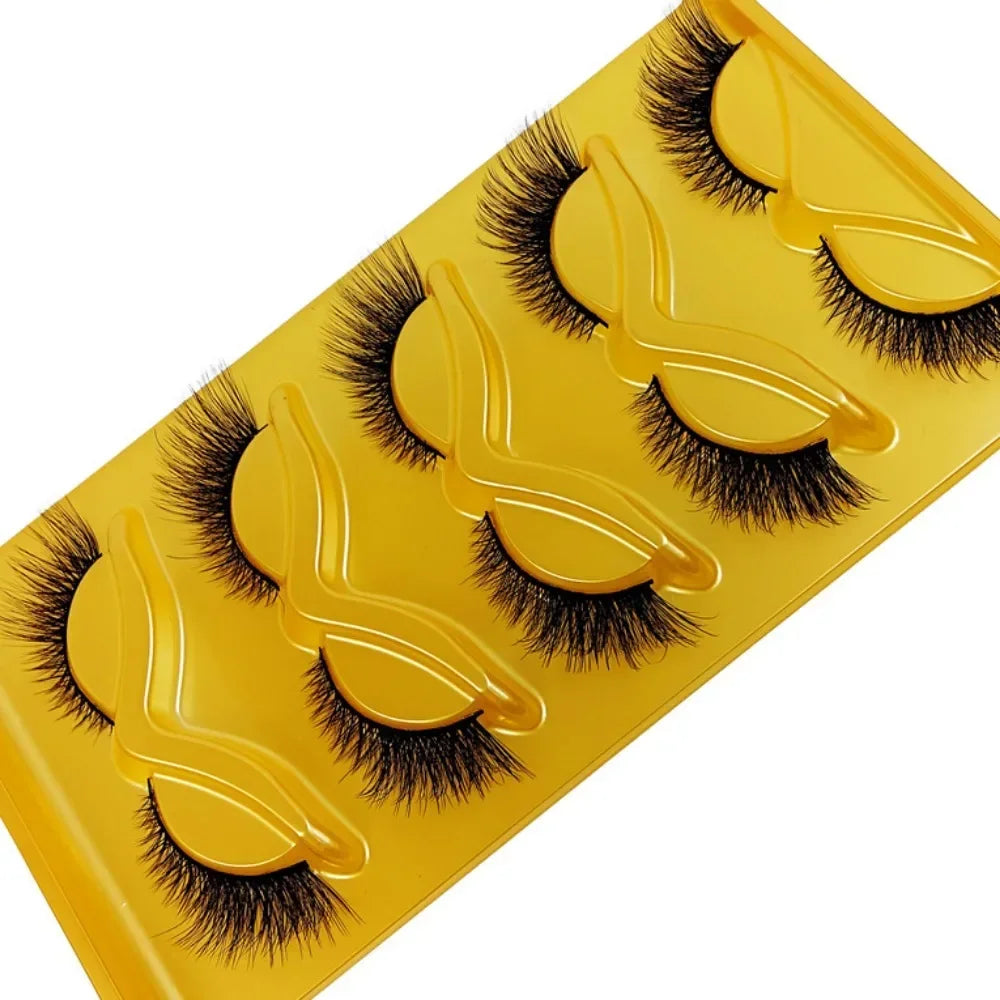 5 Pairs Cat Eye False Eyelashes Eye End Lengthening Long Curling Thick Fluffy All-match Comfortable Faux Mink False Eyelashes
