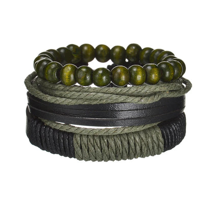 MeMolissa New Fashion Braided Wrap Leather Bracelets for Men High Quality Vintage Charm Wood Beads Ethnic Tribal Wristbands