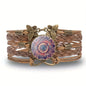 Vintage Mandala Flower Glass Dome Wrap Bracelet Brown Multilayer Woven Leather Bracelets For Women