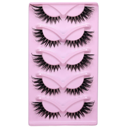 5 Pairs Cat Eye False Eyelashes Eye End Lengthening Long Curling Thick Fluffy All-match Comfortable Fake False Eyelashes
