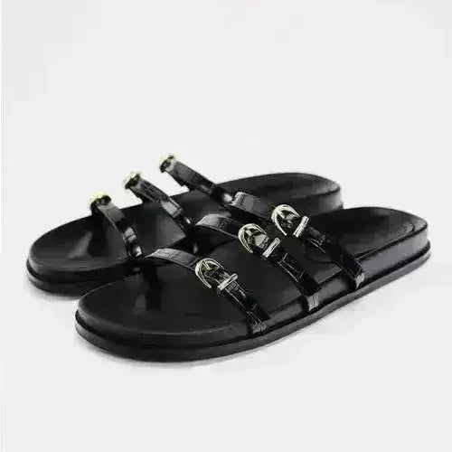 Designer Chic Flat Sandals - Animal Print & Comfort | Femstylo