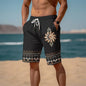 3D ethnic print men's casual shorts Tropical summer retro style fashion shorts, quick-drying and comfortable close-fitting
