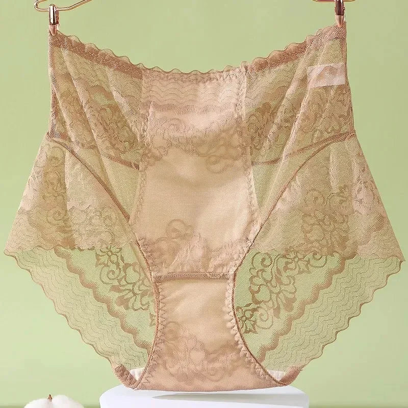XL-3XL Big Size Women Lace Panties Summer Transparent Hollow Briefs Female  Lingerie Sexy Underwear Breathable Underpants New