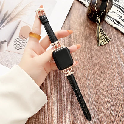 Apple Watch Slim Leather Band with Decorative Connectors