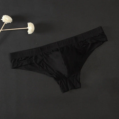 Sexy Men's Transparent Ice Silk Solid Color Panties Low-Waisted Breathable Underwear Pump Man Underpants Men Bulge Pouch Briefs