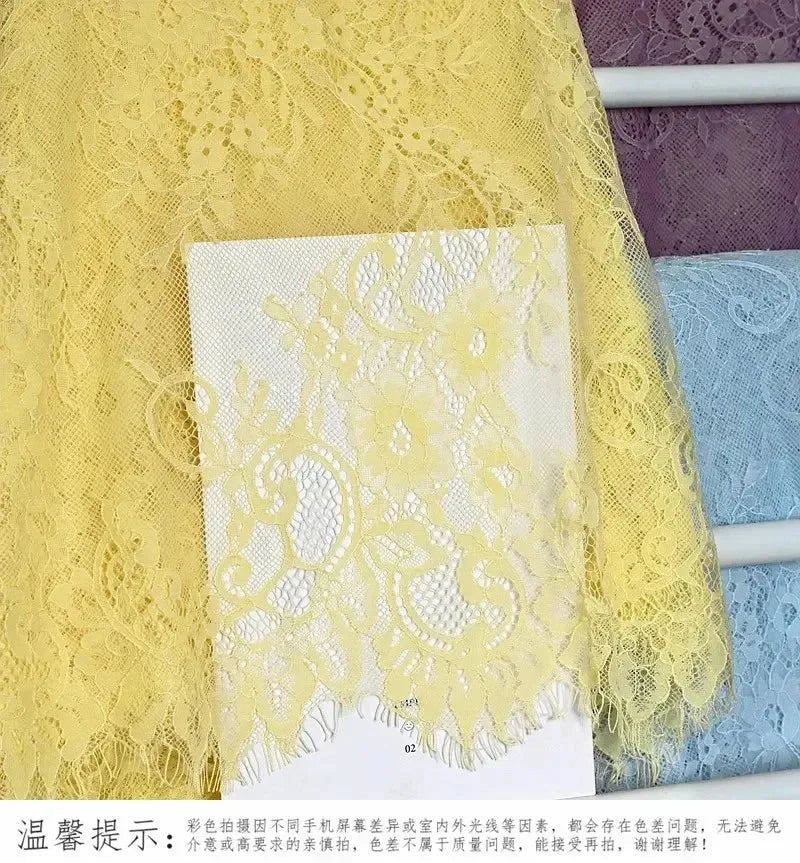 3Meters/lot Off White French Chantilly Lace Fabric , Eyelash Embroidery Lace Craft Bridal Veil Lace Accessory 150cm Width