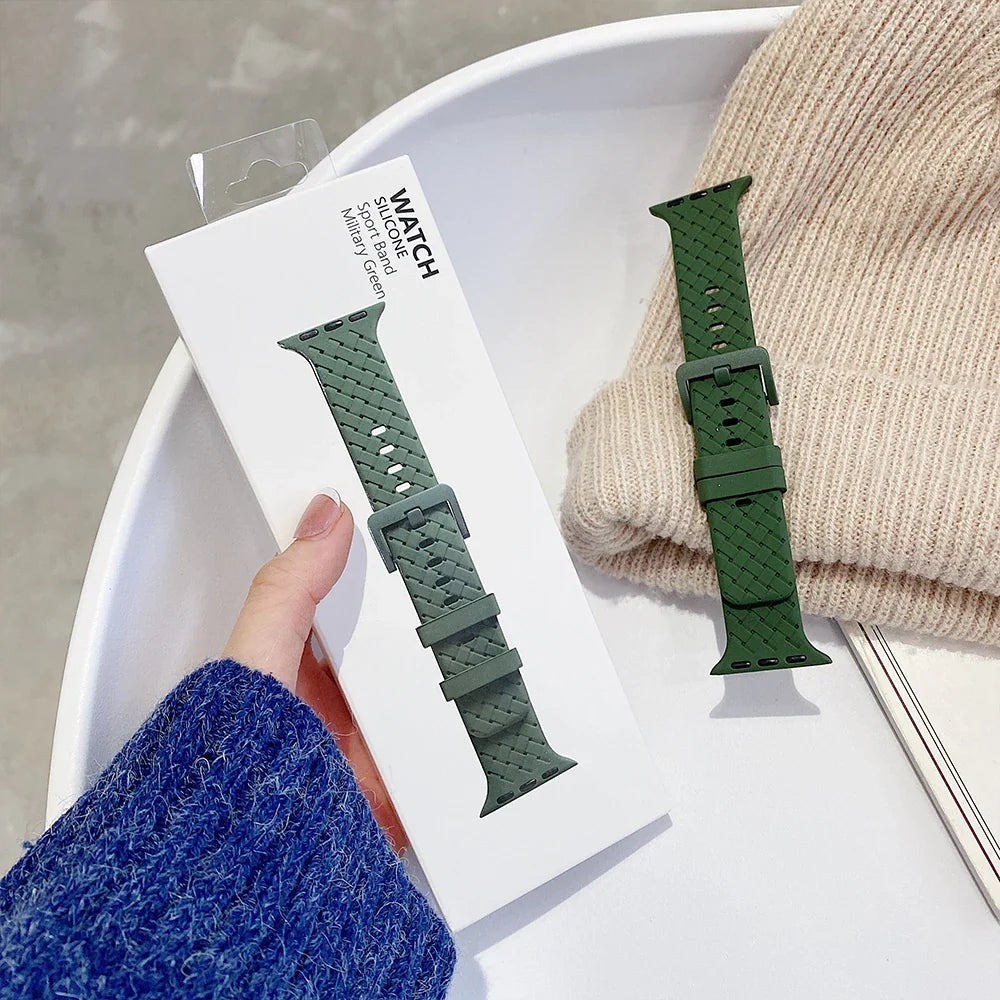 Apple Watch Basketweave-Texture Silicone Band with Buckle