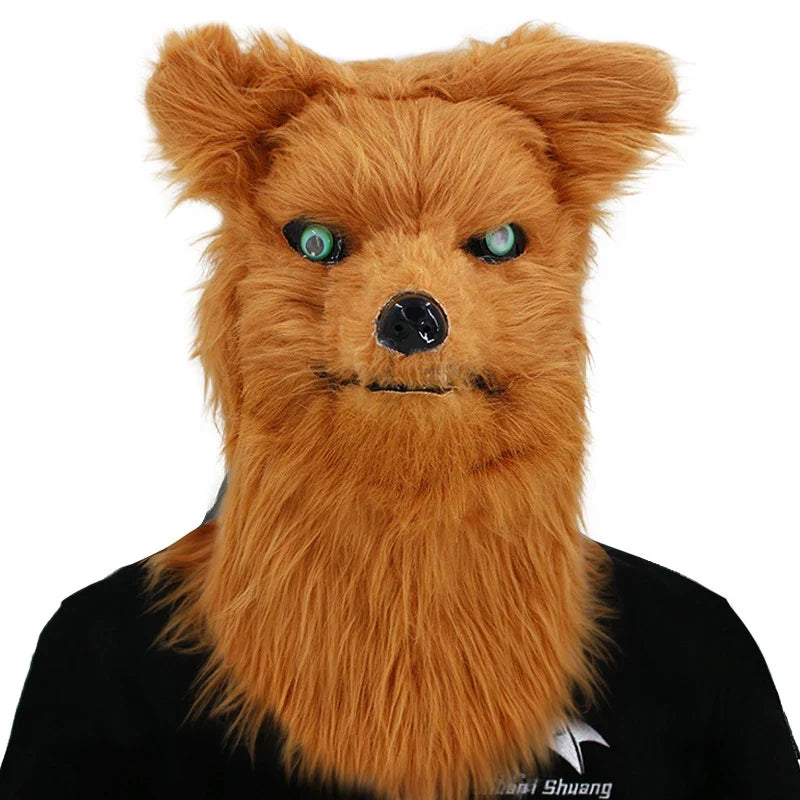 Movable Mouth Fox Mask Halloween Costume Cosplay Party Mouth Mover Wolf Masks Animal Panda Husky Orangutan Artificial Fur Mask