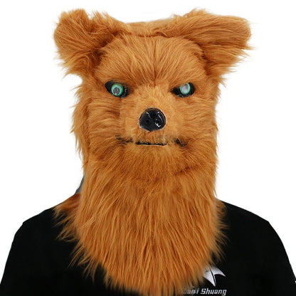 Movable Mouth Fox Mask Halloween Costume Cosplay Party Mouth Mover Wolf Masks Animal Panda Husky Orangutan Artificial Fur Mask
