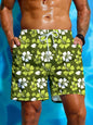 Men's High-Tech 3D Printed Aloha Shorts - Realistic Jungle Foliage & Exotic Hibiscus Designs for Poolside & Streetwear