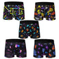 5-pcs Men's trendy graffiti, pixel, cyberpunk print boxer underwear, comfortable and casual and fashionable boxer