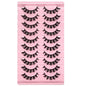 10 Pairs Messy Fluffy Russian False Eyelashes DD Deep Curl Hybrid Faux Mink Volume Strip Lashes for Casual Selfie Look