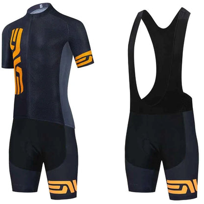 Black Cycling Jersey and Bib Shorts Set