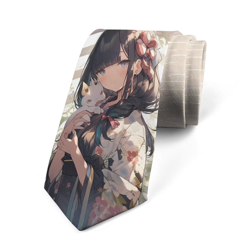 Newly Designed Cartoon Necktie 3D Printing Harajuku Fashion Kawaii Unisex Tie 8CM Slim Dating Wedding Party Tie Cosplay