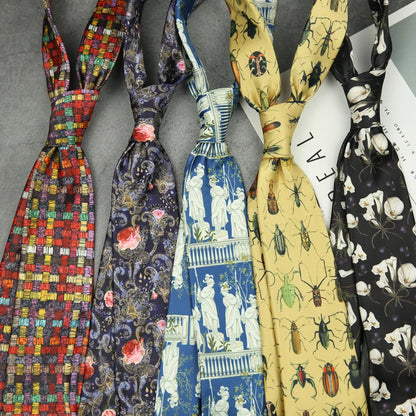 Fashion 8CM Wdith Elegant Neckties Vintage Retro Flower Printed Ties For Adult Mens Casual Daily Neckwear Wedding Party Cravate