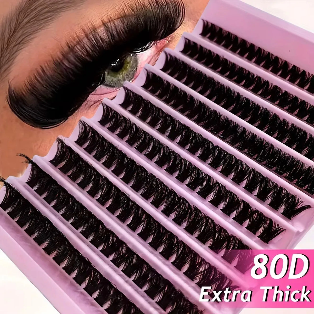 200/720PCS Eyelash Cluster Kit | Soft Fluffy Long-Lasting | Beginner-Friendly Easy Apply | Daily & Party Makeup