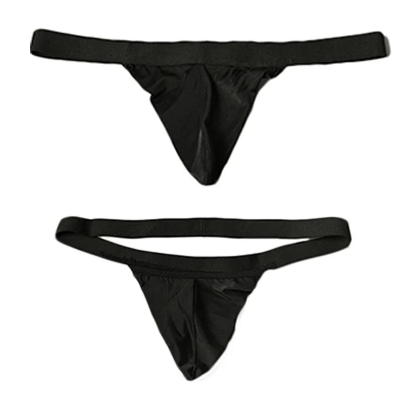 Men's Sexy Low Rise T Back Underwear Big Bag Exposed Crotch Thong U Convex Lingerie Men Sex Body BDSM Sissy Gay Bikini Panties