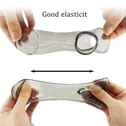 Dildo Enlargement Penis Sleeve Sex Toy for Men Delay Ejaculation Firmly Cock Extender Reusable Condom Dildo Enhancer Sex Product
