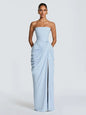 Solid Pleated Strapless Women's Dress Backless Off-shoulder High Waist Split Female Dresses 2026 Sexy Summer Evening Party Gown