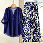Women's 2-Piece Long Sleeved Top+Long Pants Printed Set