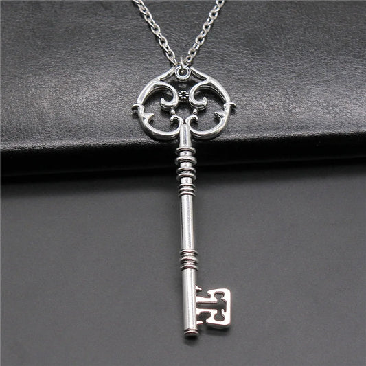 Fashion Vintage 2 Colors 82x31mm Big Key Pendant Necklace For Women Men Long Chain Necklace Jewelry Accessories