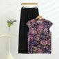 Summer Cotton-silk blend Cheongsam 2 Pcs Set Loose Short Sleeve Frog Closure Tops and Wide leg Pants New Chinese Style Plus size
