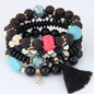 Bohemian Beads Charm Bracelets & Bangles for Women Fashion Love Feather Tassel Bracelet Multilayer Bracelet Femme 2024New
