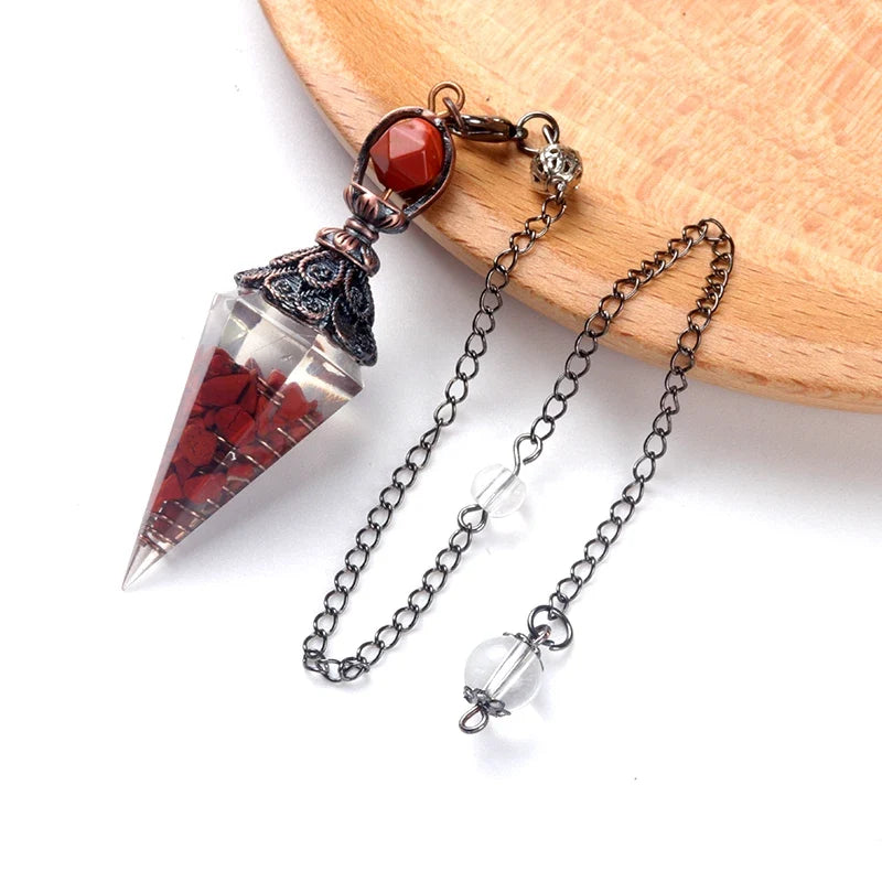 Natural Stone Spirit Pendulum Pendant Latticed Chain
