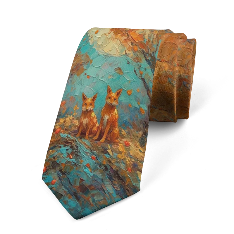 Classic oil painting high-quality printing, novel tie personalized wedding party shirt accessories Harajuku fashion unisex tie