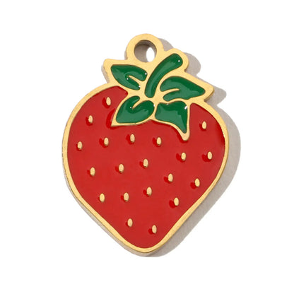 3pcs/Lot Stainless Steel Enamel Plam Flip Flop Shell Diy Charm Women Watermelon Strawberry Necklace Pendant Summer Ocean Jewelry