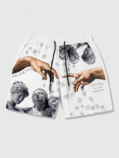 New Men's Summer Shorts Loose Luxury Shorts 3D Printing Casual Sculpture Print Harajuku Shorts Sports Quick Drying Shorts