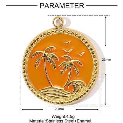 3pcs/Lot Stainless Steel Enamel Plam Flip Flop Shell Diy Charm Women Watermelon Strawberry Necklace Pendant Summer Ocean Jewelry