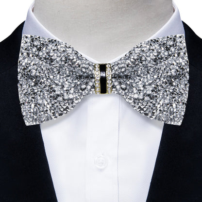 Sparkle Rhinestone Bow Ties for Men Pre-Tied Diamond Sequin Bowtie with Adjustable Length Wedding Party