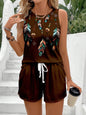 Retro Print Women's Tank & Shorts Set