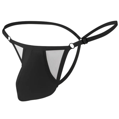 Sexy Men's Underwear Ice Silk Mesh Pouch Thin See-Through Underpants Jockstrap T Pants Elastic Waist Adjustable Thong