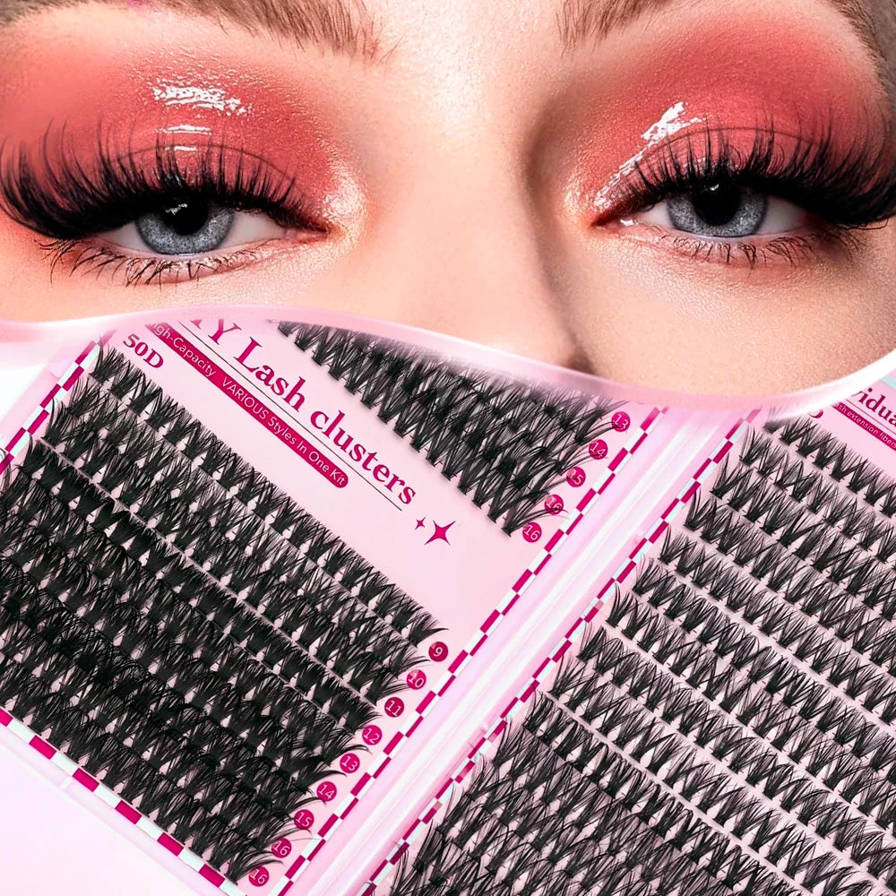 700PCS-30D/40D/50D 80D DIY Eyelash Extension Kit Mixed Length 9-16mm, D-Curl Eyelashes for DIY and Various Festive Celebrations