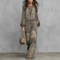 Boho Women 2‑piece Outfit Vintage Paisley Print Long‑sleeve Blouse