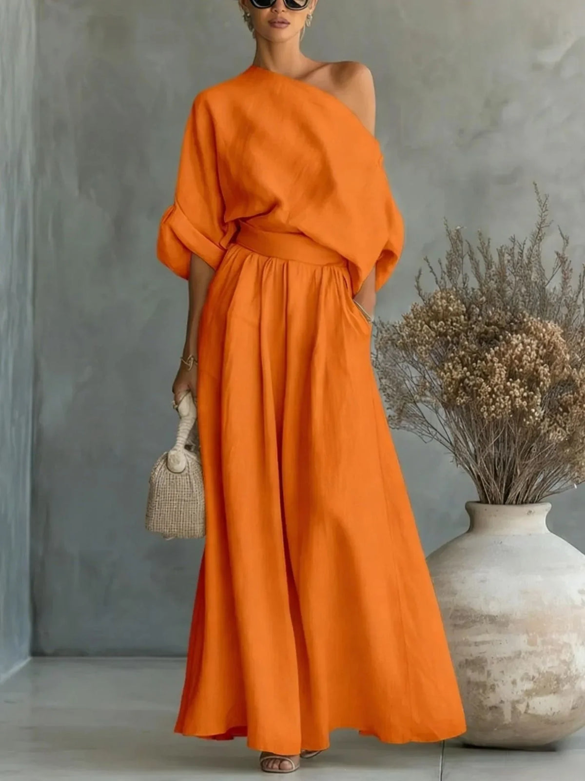 Pant Set Women Elegant Two Piece Sets Skew Collar Half Sleeve Shirt Wide Leg Long Pants Tight Waist Y2k Streetwear Work 2026