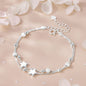 925 Silver Plated Cubic Zirconia Four Leaf Clover Bracelet for Women