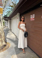 New Summer Fashion Solid Color Off-Shoulder Strapless Waist-Cinching
