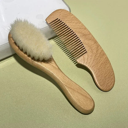 2/3pcs Newborn Wool Baby Wooden Brush Comb Newborn Hair Brush Infant