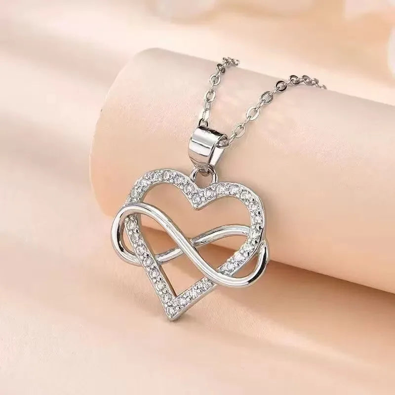 925 Sterling Silver Zircon Fashion Korean Women Elegant Round Pendant Necklace Birthday Jewelry Sterling Silver