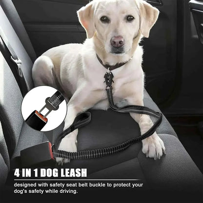 Reflective Tactical Bungee Dog Leash with Seatbelt