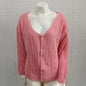 Openwork Cardigan Women's Autumn/winter Solid Color V-neck Long Sleeve Knitwear Temperament Commuter Sweater