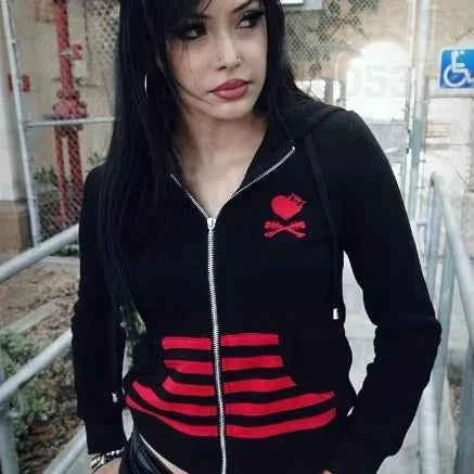 Y2K Gothic Oversized Zip-Up Hoodie