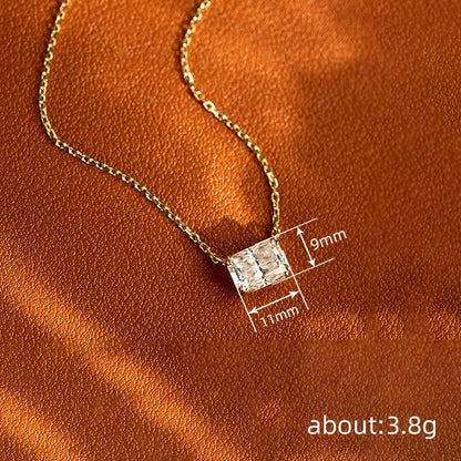 Huitan Temperament Geometric Crystal Cubic Zirconia Pendant Necklace for Women Wedding Accessories Fashion Versatile Jewelry