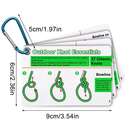 27 Knots Camping Hiking Guide Cards Set, Durable PVC Portable
