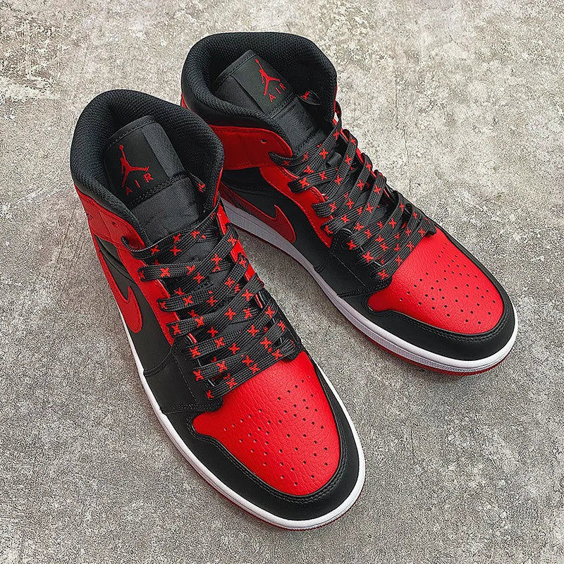 Black Red Banned Shoe Laces for Af1/aj MWTD Chicago Striped Infrared